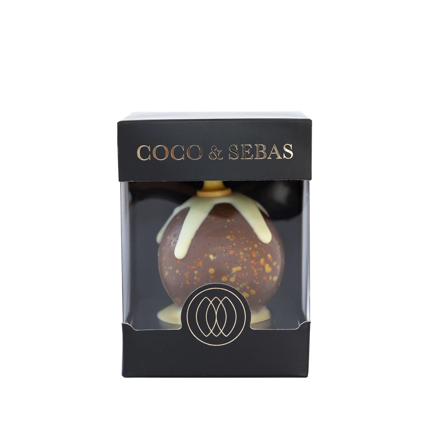 Kerstballetje van melkchocolade in verpakking