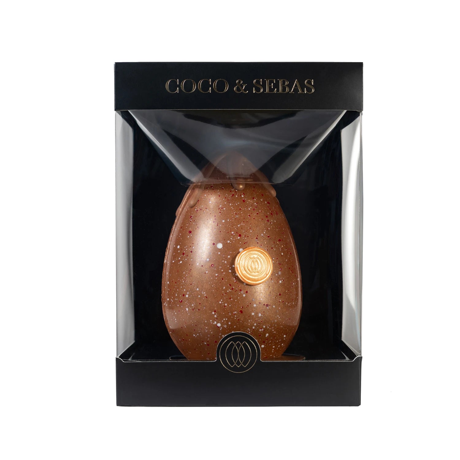 Chocolade paasei met spetters kleuren