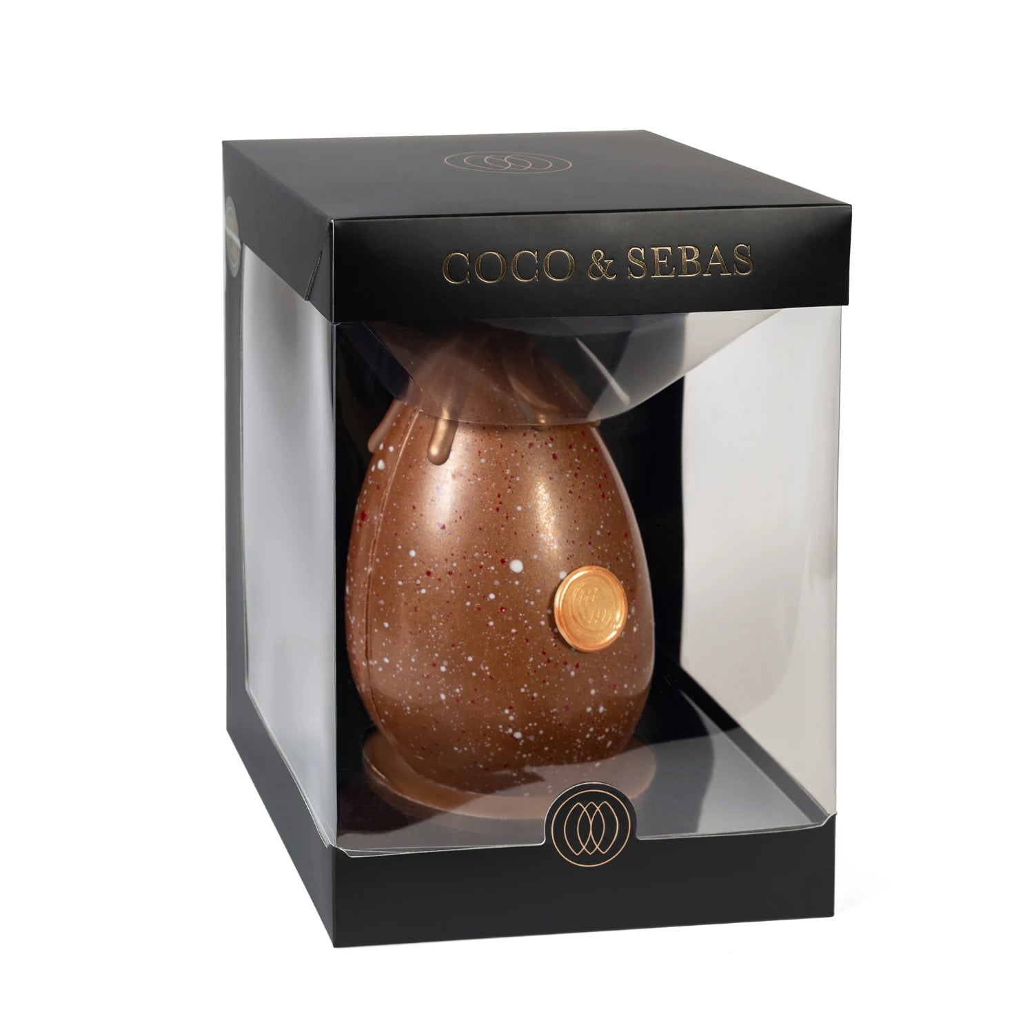 Chocolade paasei met spetters kleuren