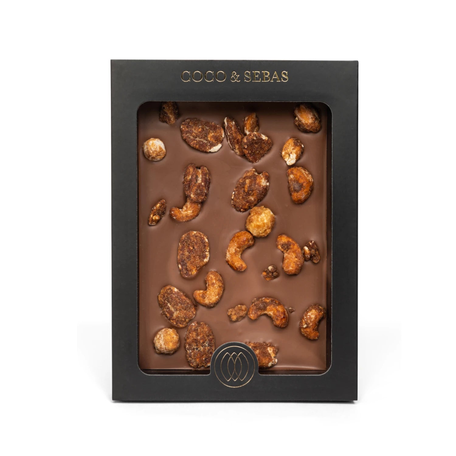 plak melkchocolade met gekarameliseerde noten