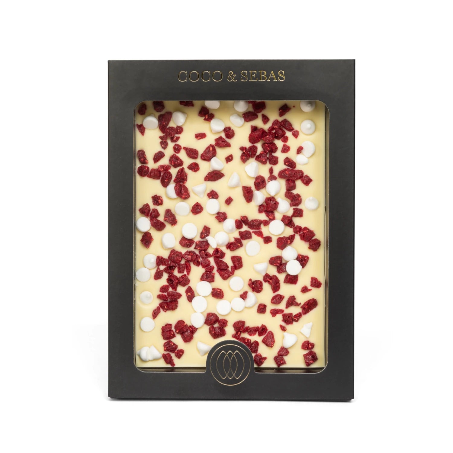 plak witte chocolade met framboos meringue topping