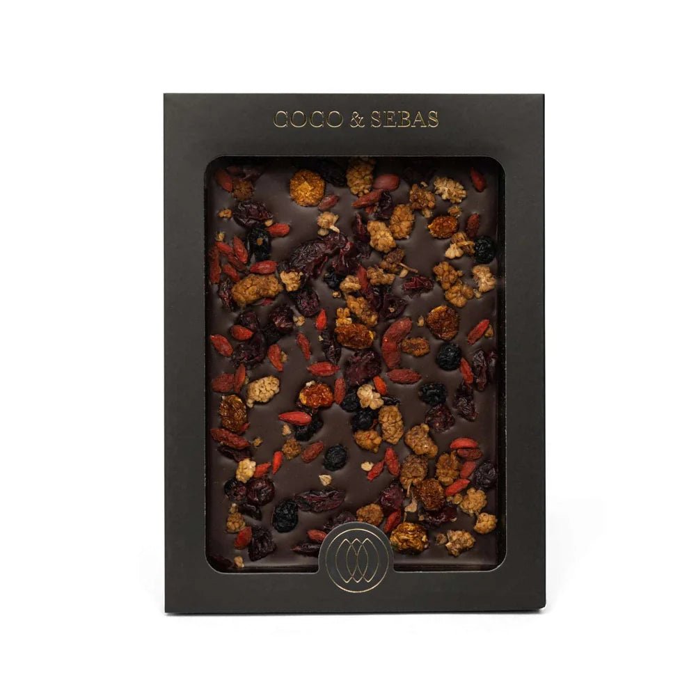 Chocolate tablet - plak pure chocolade met bessenmix - Coco & Sebas