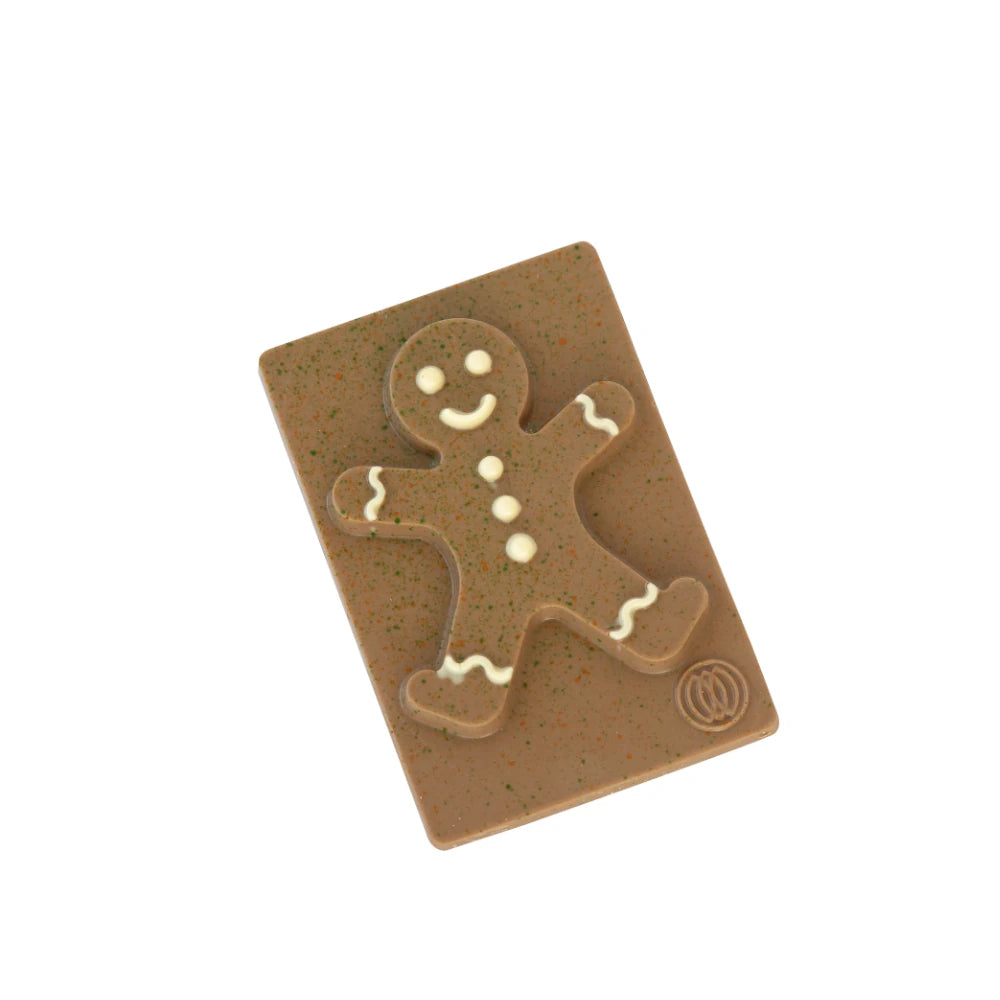 Peperkoekman op plak van karamel chocolade Coco & Sebas