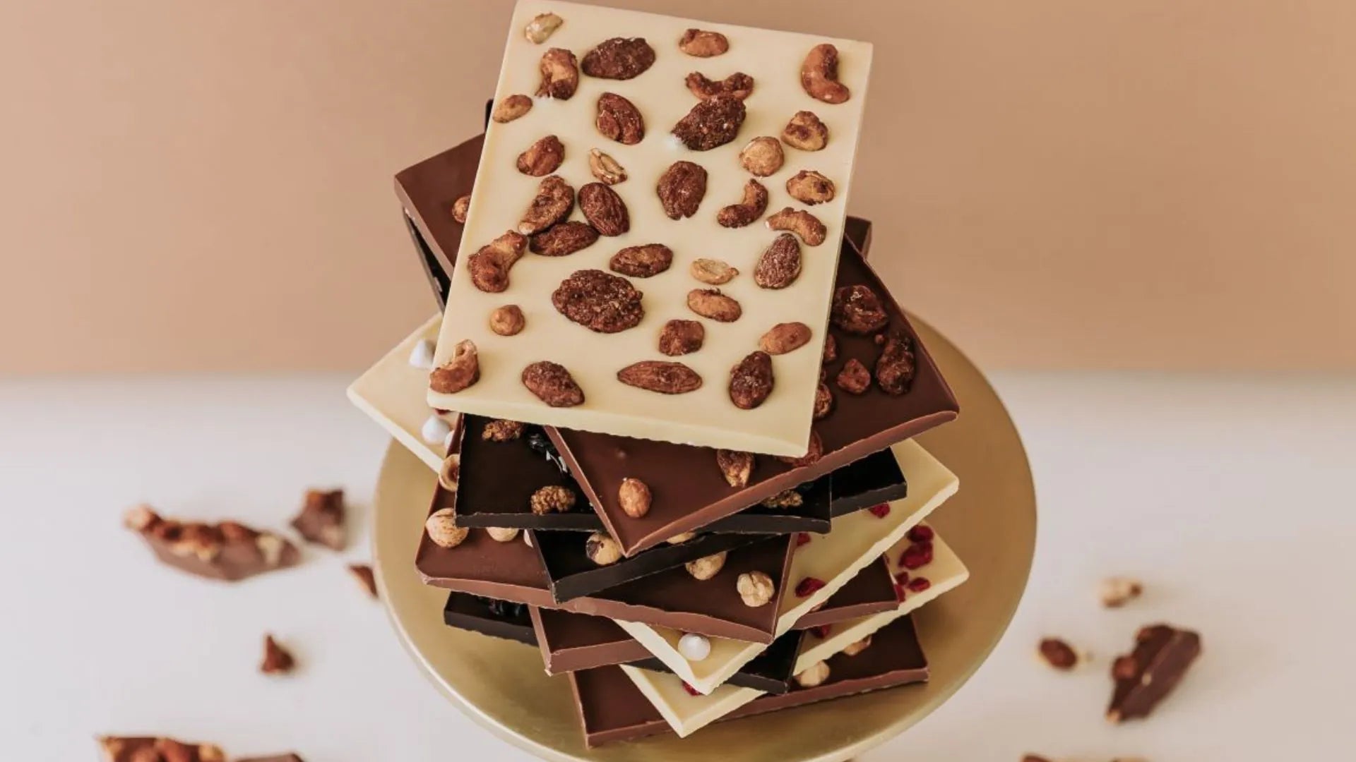 chocolade plakken op een stapel