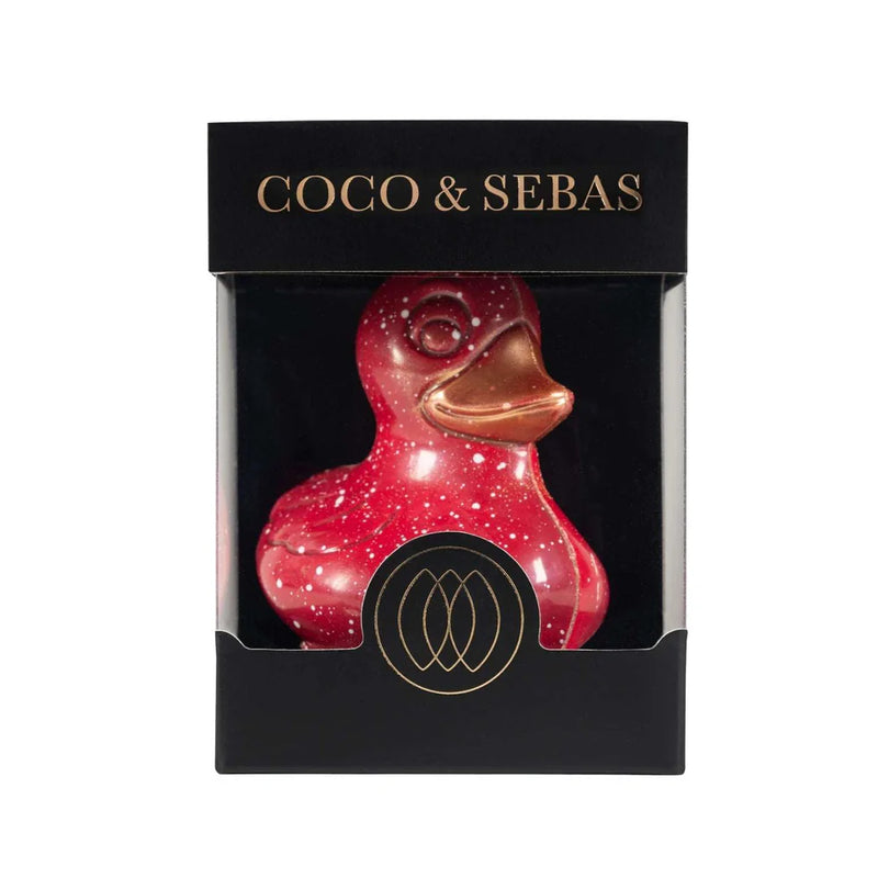 Ducky red - melkchocolade eendje Coco & Sebas chocolade cadeau