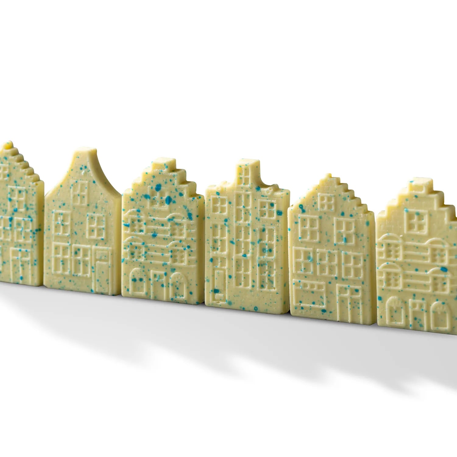 Miniature houses Delfts Blauw - witte chocolade grachtenpandjes