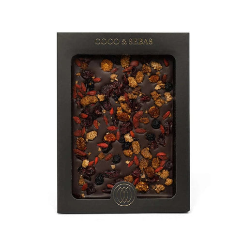 Chocolate tablet - plak pure chocolade met bessenmix | Coco & Sebas