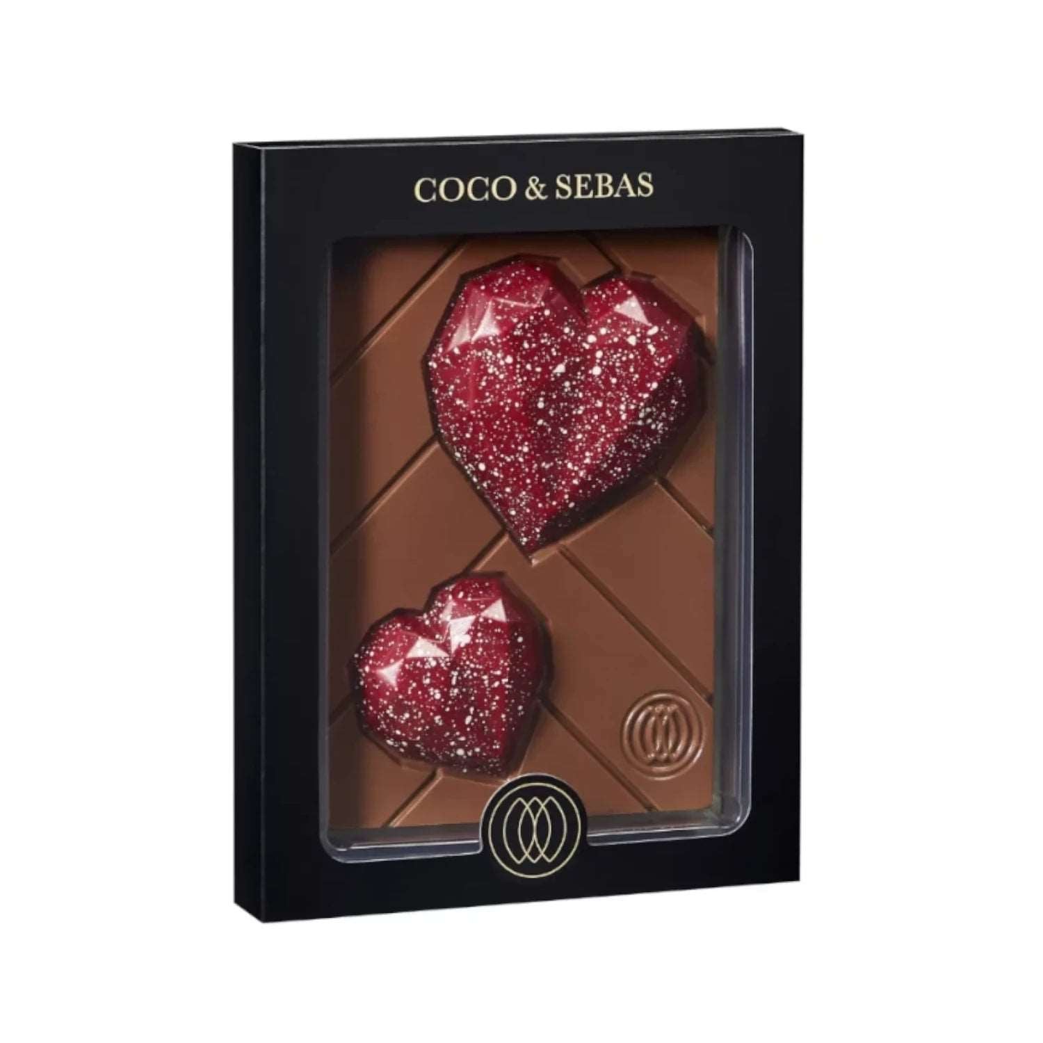 Love tablet - rode harten op plak melkchocolade - Coco & Sebas