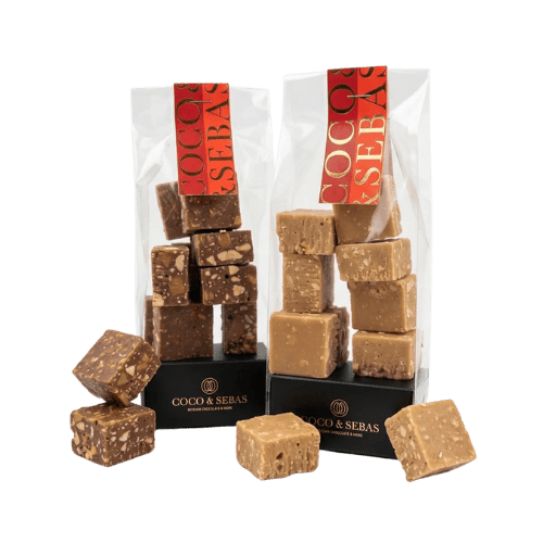 Pinda Cubes Bites Melk- en Karamelchocolade | Coco & Sebas